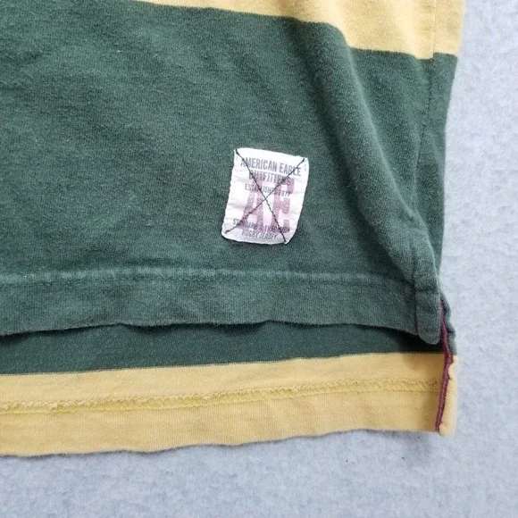 American Eagle Polo Shirt Mens Small Green‎ Short Sleeve Striped Cotton - Picture 2 of 13